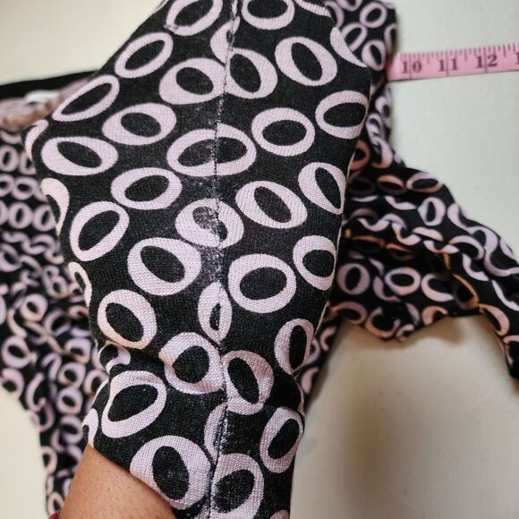 Diane Von Furstenberg Cardigan Womens Large Black Pink O Print Cashmere Silk - Picture 10 of 12